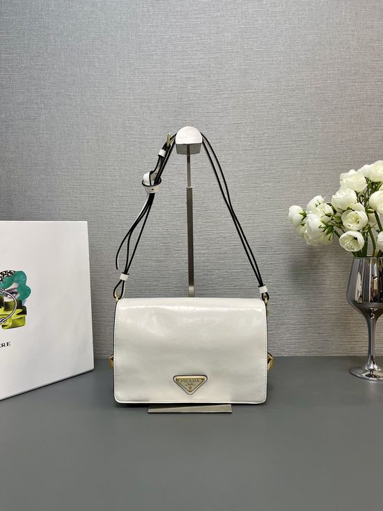 Prada Messenger Waxed Leather Shoulder Bag 1BD082