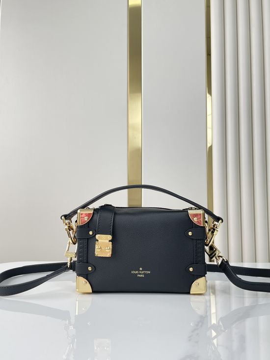 Louis Vuitton SIDE TRUNK Black Leather Box Bag M23817