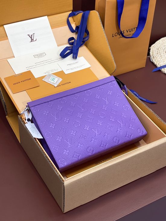 Louis Vuitton Pochette Voyage Purple Embossed Clutch M61692