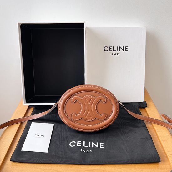 Celine Mini Pig Bag Mooncake Bag in Brown with Gold Hardware 198603