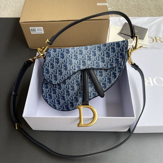 Christian Dior Denim Oblique Saddle Bag M0446