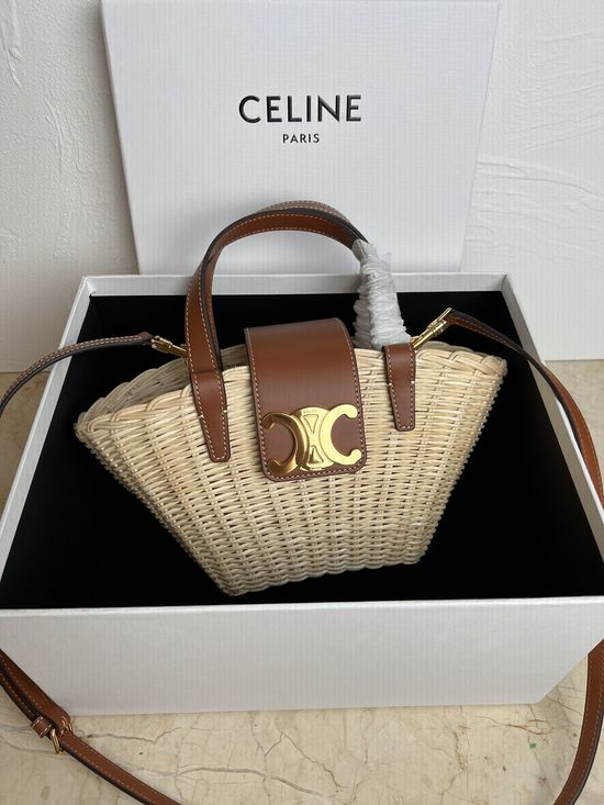 Celine Vacation Series Wicker Leather Basket 116572