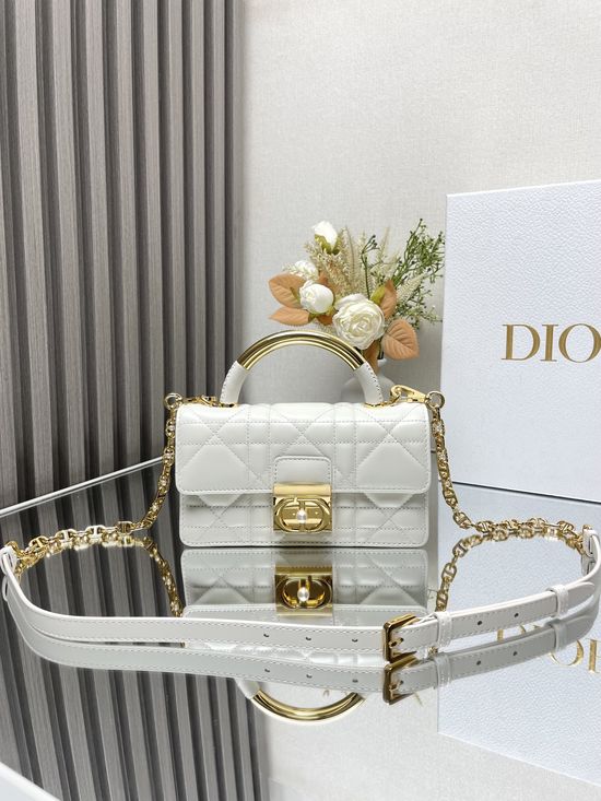 Christian Dior Mini Ange Handbag Elegant White Leather 214
