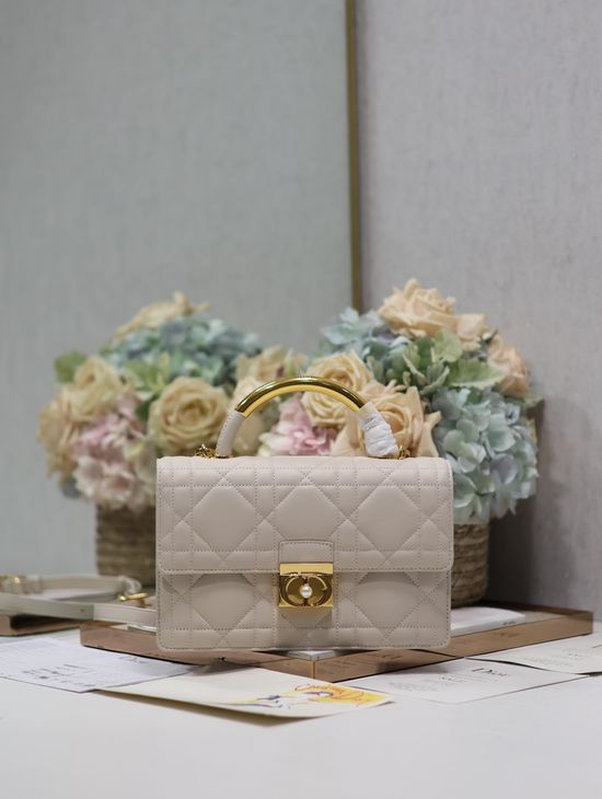 Christian Dior Ange Light Beige Spacious Handbag 4402
