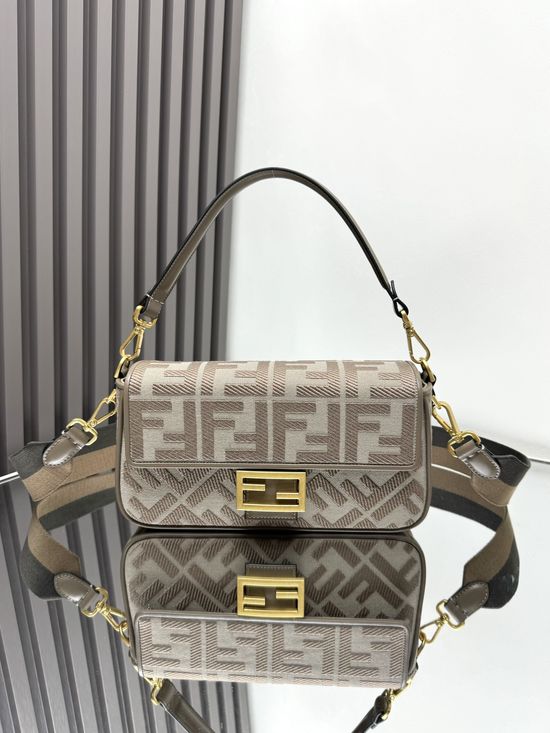 Fendi Baguette Canvas Embroidered Bag 0159A