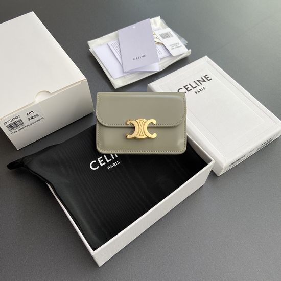 Celine Triomphe Flip Leather Card Holder 10I582CPJ.04LU