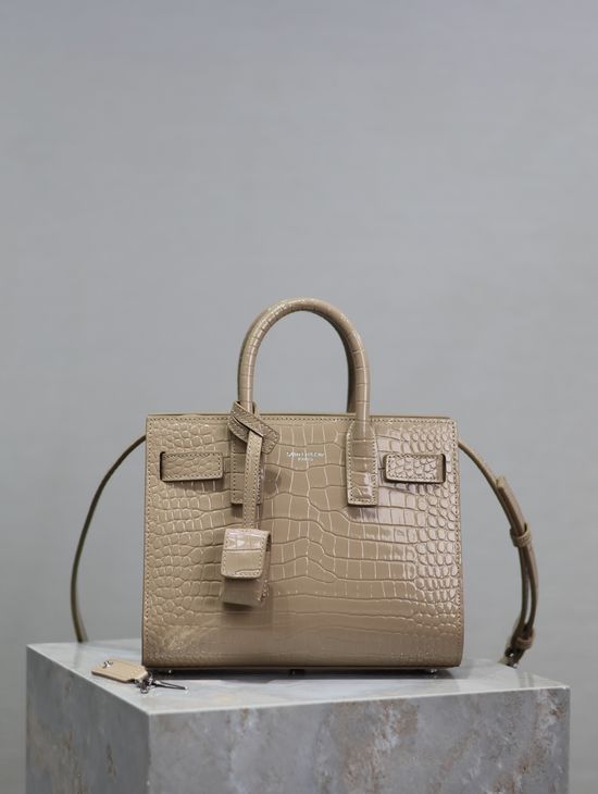 Yves Saint Laurent Sac de Jour Croc-Embossed Handbag 392035