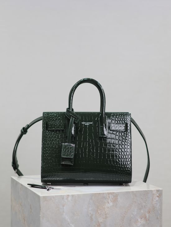 Yves Saint Laurent Sac de Jour Croc-Embossed Handbag 392035