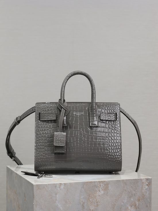 Yves Saint Laurent Sac De Jour Croc-Embossed Shoulder Bag 392035