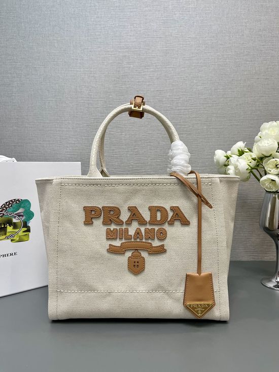 Prada Canvas Linen Handbag 1BG474