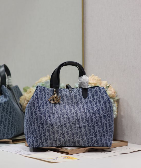 Christian Dior Toujours Denim Blue Spacious Handbag 1188