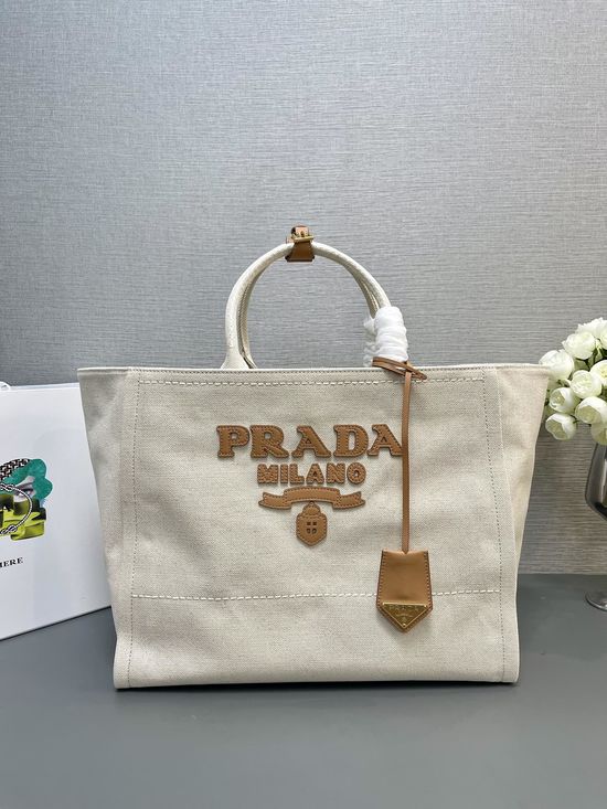 Prada Linen Canvas Large Handbag 15910