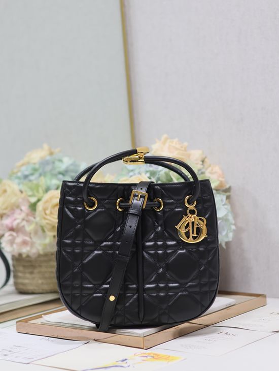 Christian Dior Nolita Handbag Black Leather Medium 2312