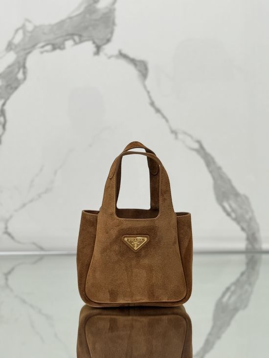 Prada Suede Bucket Top Handle Shoulder Bag 18090