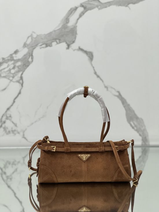 Prada SoftLux Suede Top Handle Satchel Bag 1BA426
