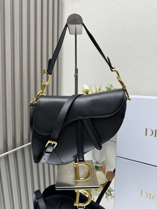 Christian Dior Saddle Large Epsom Black Bag 0989