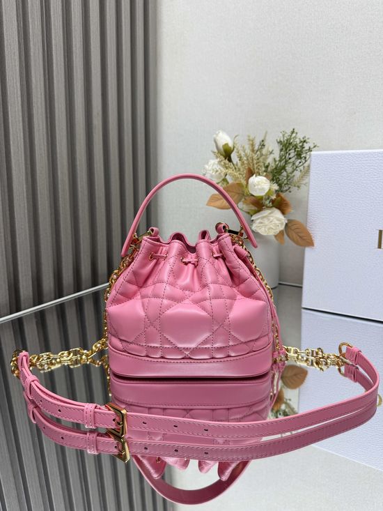 Christian Dior Jolie Bucket Bag Pink Cowhide 2780