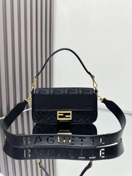 Fendi Baguette Canvas Embroidered Bag 0159
