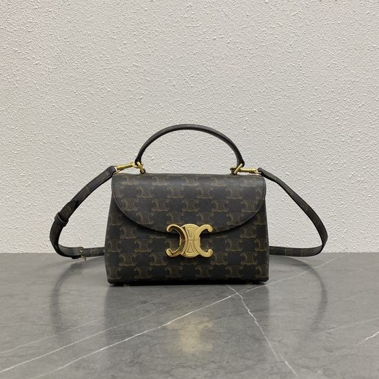 Celine Triomphe Kelly Handbag Classic Style 118113 Yellow Brown