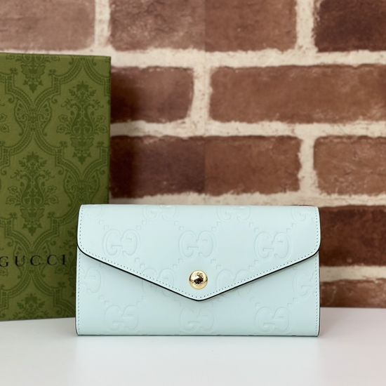 Gucci Original Leather Green Embossed Clutch 772791