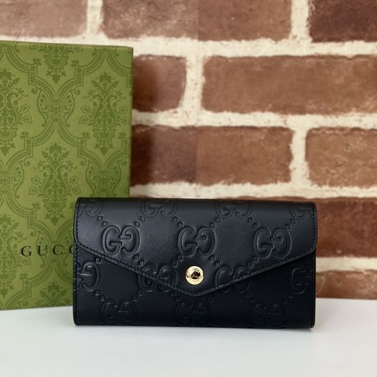 Gucci Original Leather Black Embossed Clutch 772791