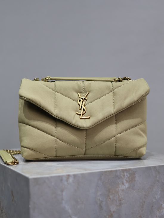 Yves Saint Laurent Loulou Puffer Mini Chain Bag in Cotton Linen 759337