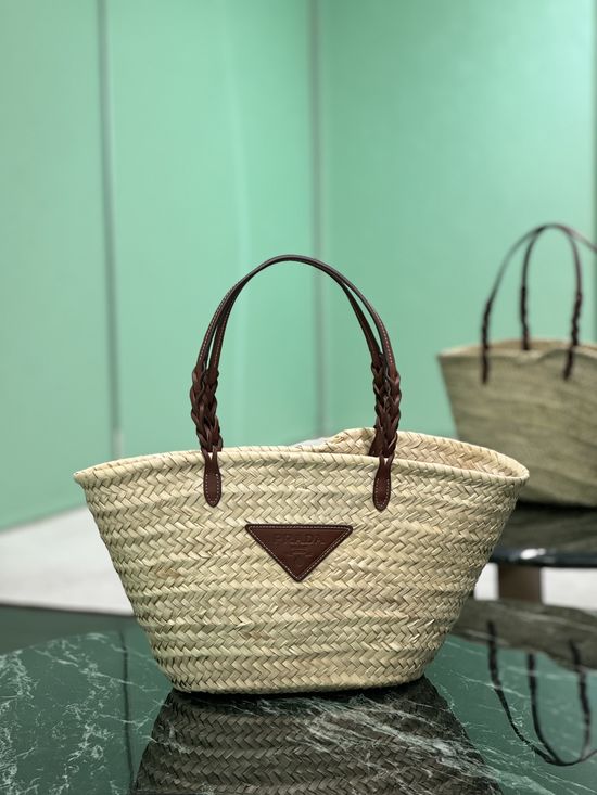 Prada Raffia Woven Tote Top Handle Bag 1BG314