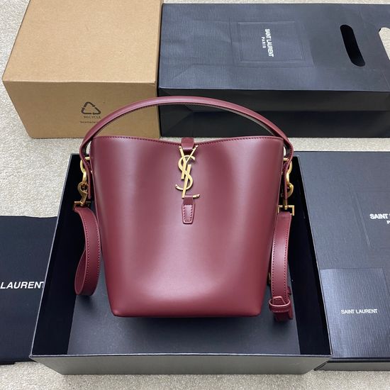 Yves Saint Laurent LE 5A7 Series Small Bucket Bag in Maroon 11675