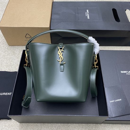 Yves Saint Laurent LE 5A7 Series Small Bucket Bag in Dark Green 11674