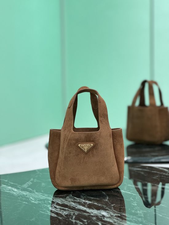 Prada Suede Bucket Bag with Double Handles 1BA349