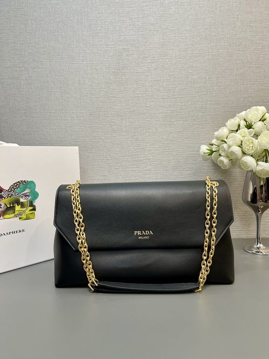 Prada Chain Handbag Leather Multi-compartment 1BD367