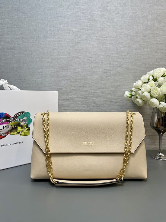 Prada Chain Handbag Leather Multi-compartment 1BD367
