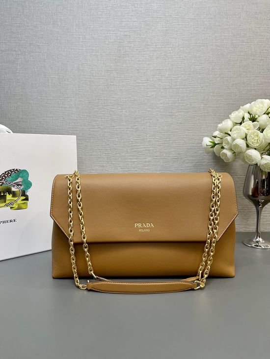 Prada Chain Handbag Leather Multi-compartment 1BD367