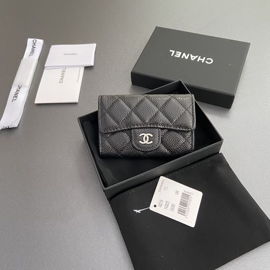 Chanel Caviar Leather Zippered Wallet AP0219