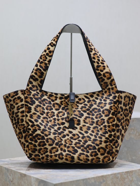 Yves Saint Laurent Bea Leopard Print Hobo Shopping Bag 763435