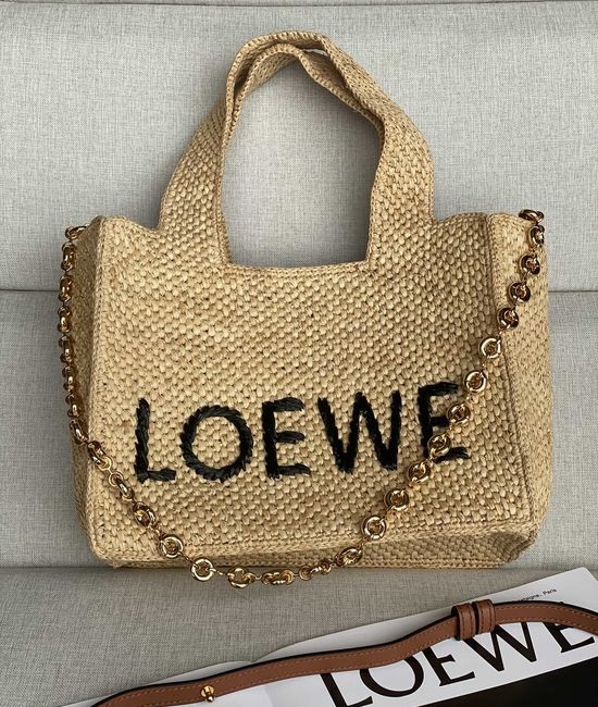 Loewe Font Tote Raffia Weave Handbag 14008
