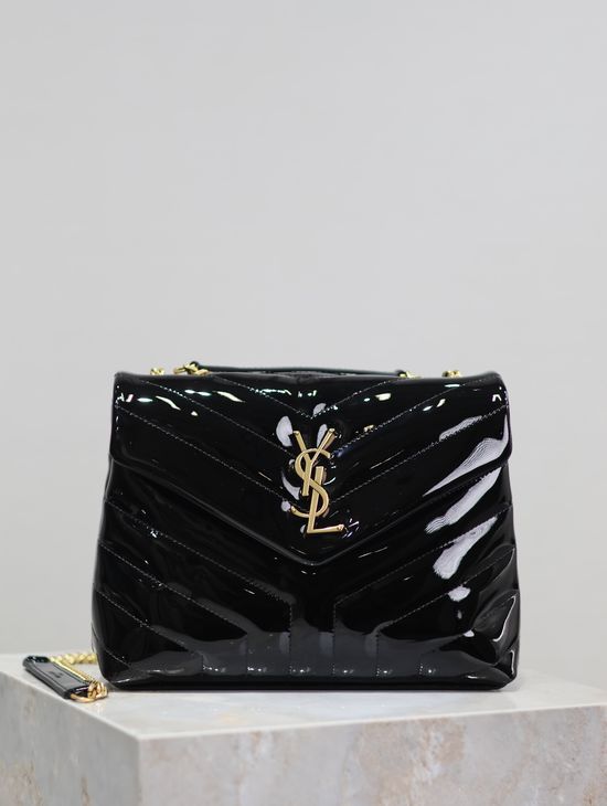 Yves Saint Laurent Loulou Black Patent Leather Handbag 494699