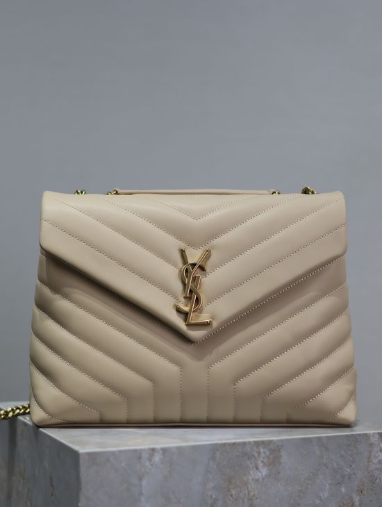 Yves Saint Laurent Loulou Apricot Leather Bag 487216