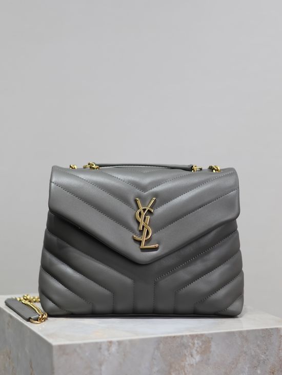 Yves Saint Laurent Loulou Quilted Leather Medium Grey 494699