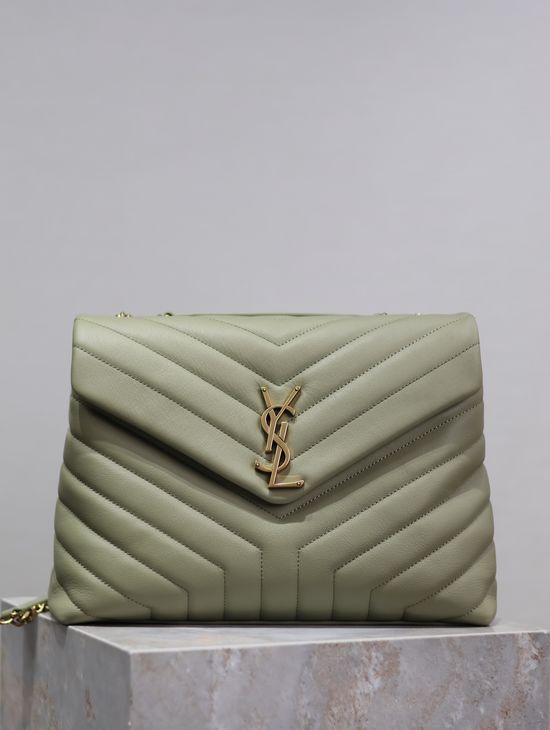 Yves Saint Laurent Loulou Avocado Green Leather Handbag 487216