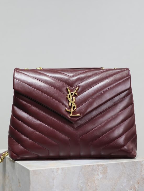 Yves Saint Laurent Loulou Burgundy Leather Shoulder Bag 487216