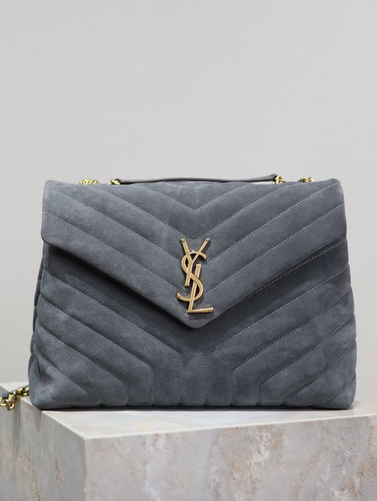 Yves Saint Laurent Loulou Matte Dark Grey Shoulder Bag 487216