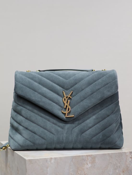 Yves Saint Laurent Loulou Matte Blue Shoulder Bag 487216