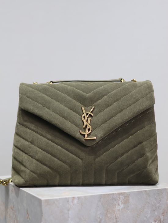 Yves Saint Laurent Loulou Matte Army Green Shoulder Bag 487216