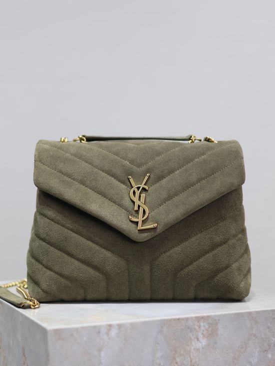 Yves Saint Laurent Loulou Matte Army Green Medium Bag 494699