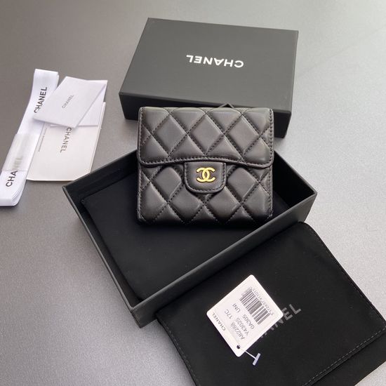 Chanel Black Lambskin Gold Wallet 82288