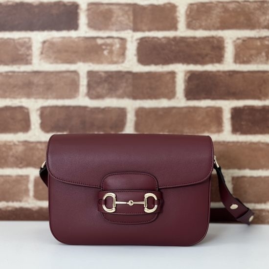 Gucci Shoulder Bag Burgundy Leather 815178