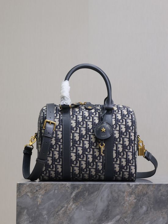 Christian Dior Groove 25 Blue Oblique Printed Handbag 1365