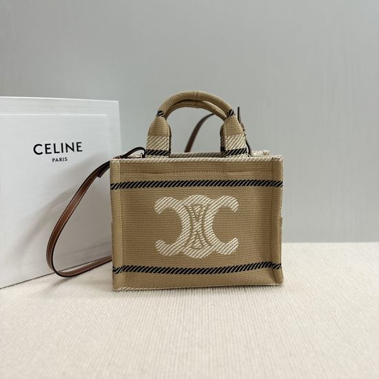 Celine Striped Tote Bag Beige Black 199162