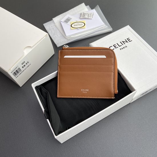 Celine Triomphe Printed Lambskin Zipper Card Holder 10D882CCP